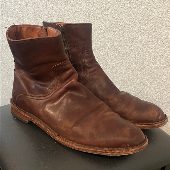Frye Brown Leather Men's Mark Inside zip  Boots - Picture 1 of 11
